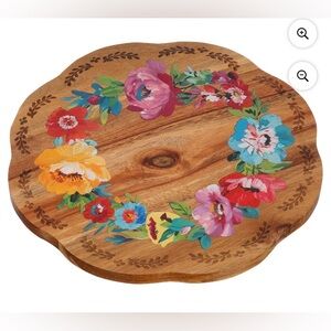 Pioneer woman wooden floral lazy susan nwt